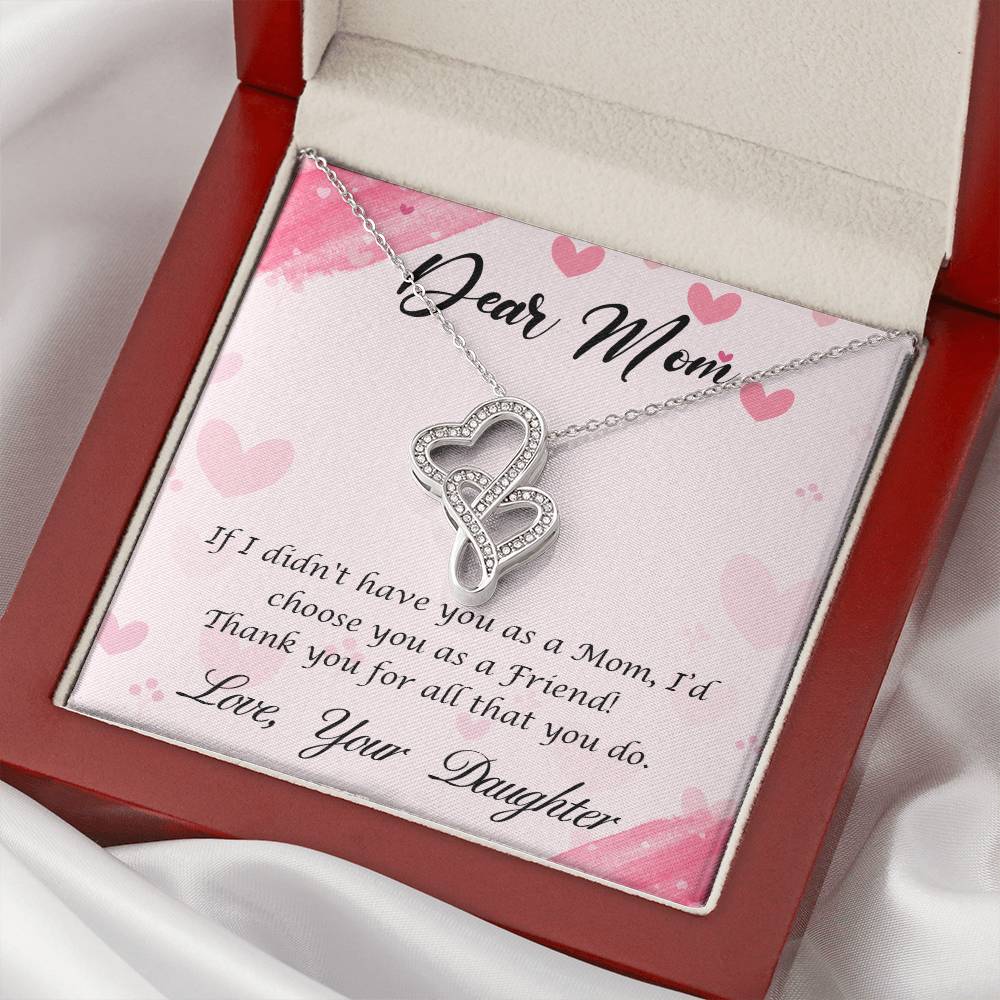 Perfect Gift For Mom - From Daughter -  Double Hearts Necklace