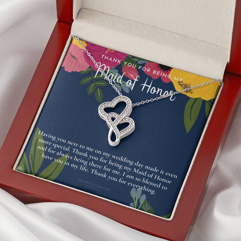 Maid Of Honor Thank You Gift From Bride Bridesmaid Gift Maid Of Honor Gift Necklace Matron Of Honor Gift Thank You Gif 1 Double Hearts Necklace