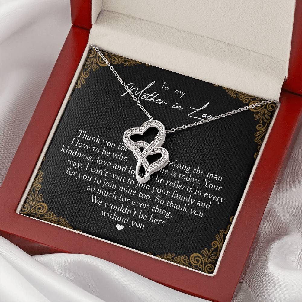 To My Mother In Law Thank You For Raising The Man I Love  1 Double Hearts Necklace