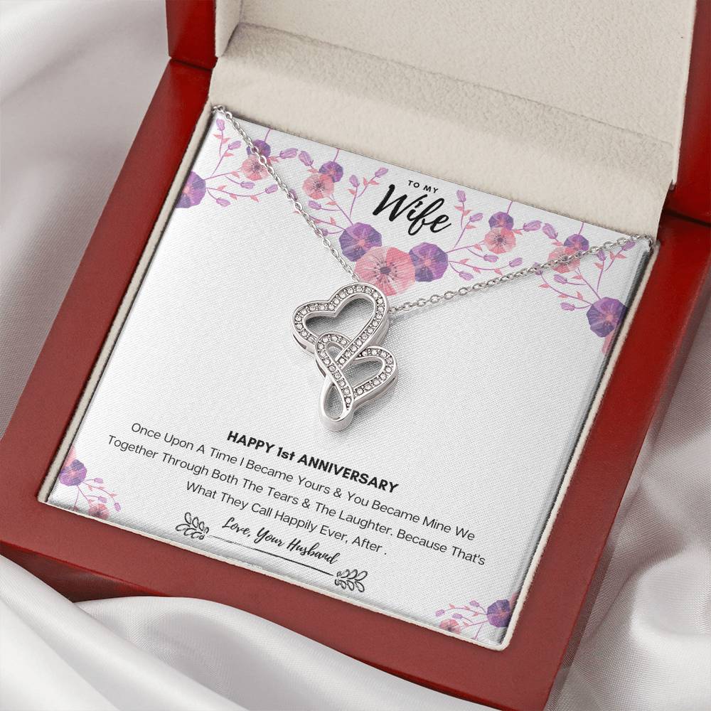 Wedding Anniversary Gift For Wife Double Hearts Necklace