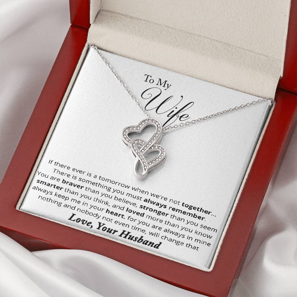Perfect Gift For Wife -  Double Heart Necklace For Her - To My Wife Double Heart Necklace - Anniversary Gift For Wife  Double Hearts Necklace
