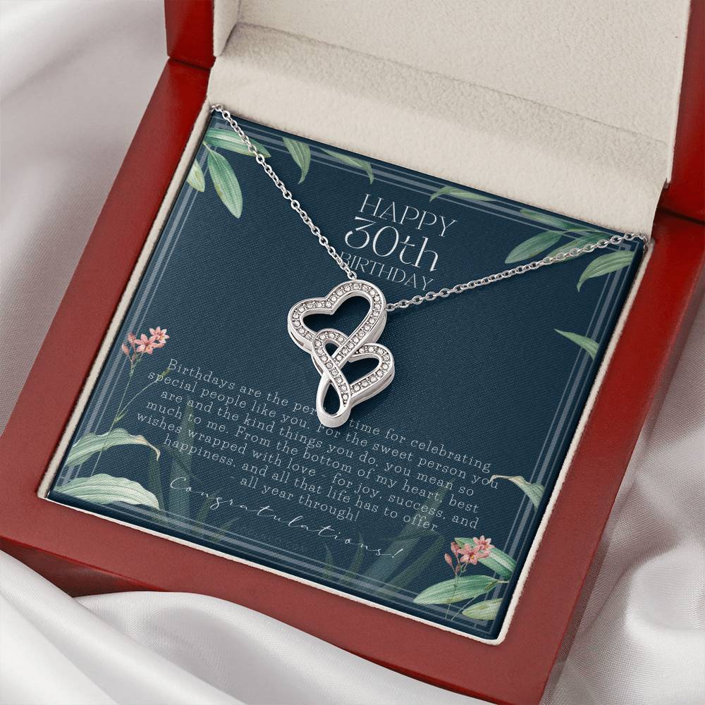 30Th Birthday Gifts For Women  Necklace For Her  3 Decade Jewelry  30 Years Old  30Th Birthday Gift Necklace  Jewelry  1 Double Hearts Necklace