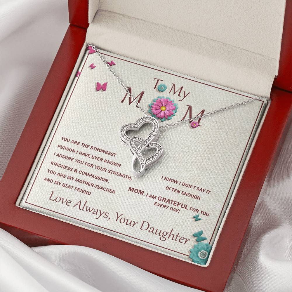 For Mother With Message Card 1 Double Hearts Necklace