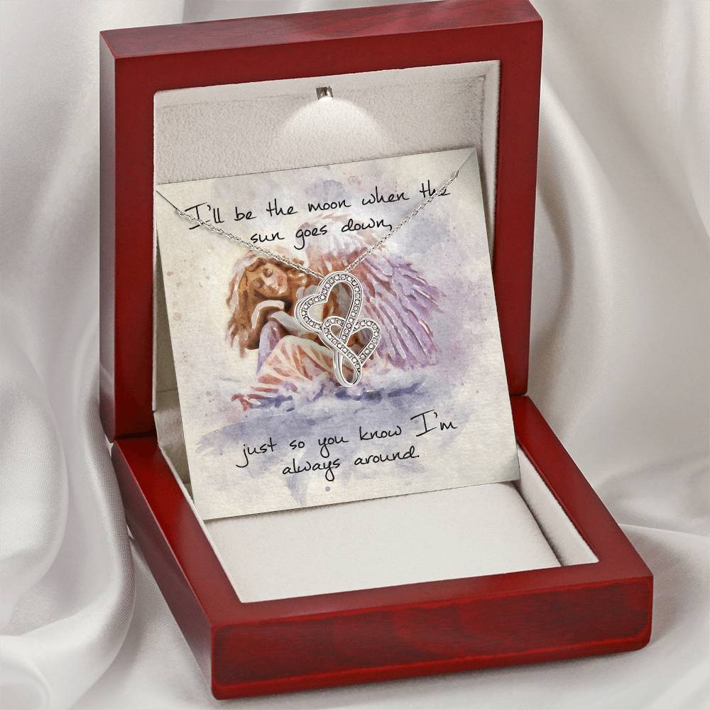 Double Heart Necklace– Angel Message Card Double Hearts Necklace