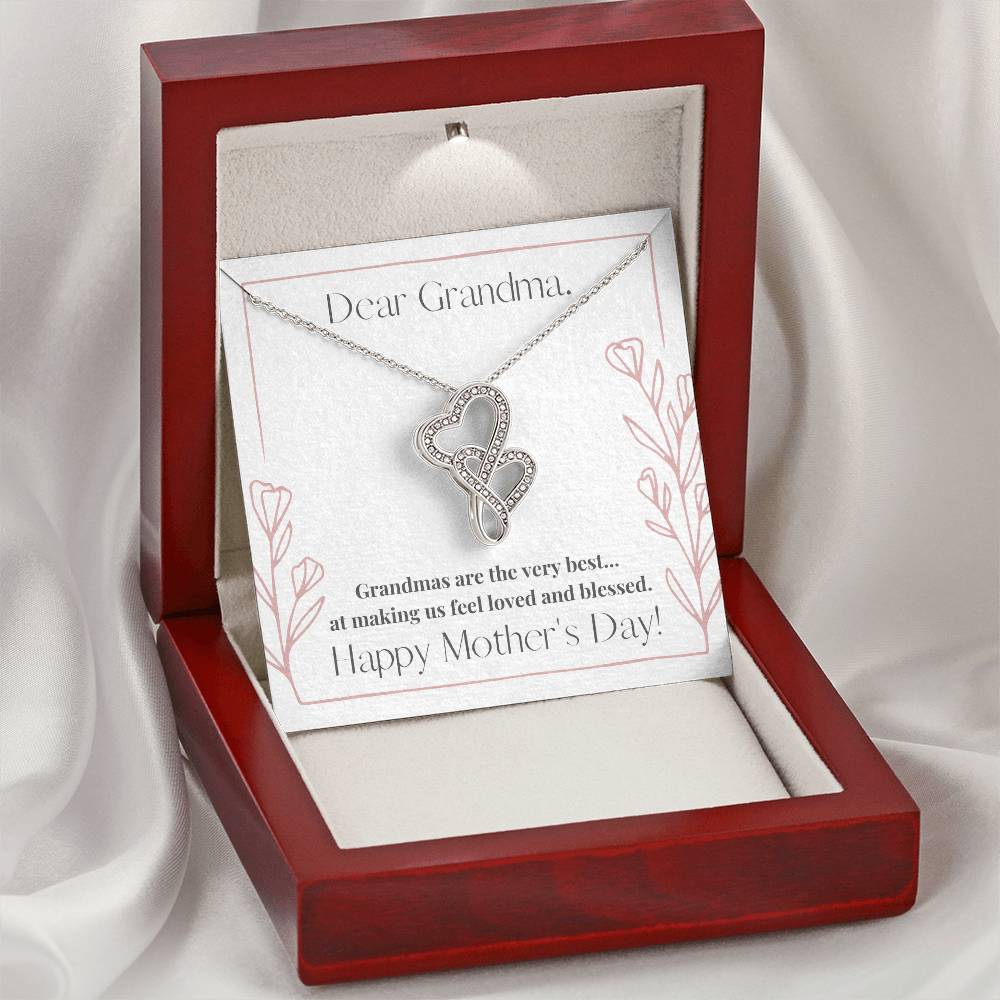 Dear Grandma  Double Hearts Necklace