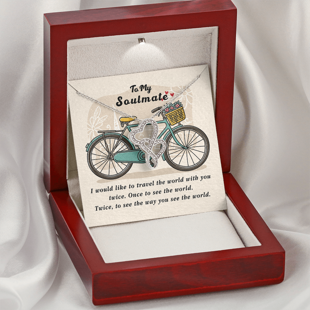 To My Soulmate Necklace For Soulmate Jewelry For Soulmate Romantic Meaningful Valentine'S Day Gift Forever Love Neckla Double Hearts Necklace