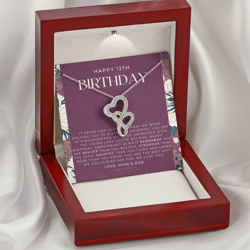 Gift For 13 Year Old Girl Gifts 13Th Birthday Girl 13Th Birthday Gift Thirteenth Birthday Necklace Teen Birthday Gift  Double Hearts Necklace