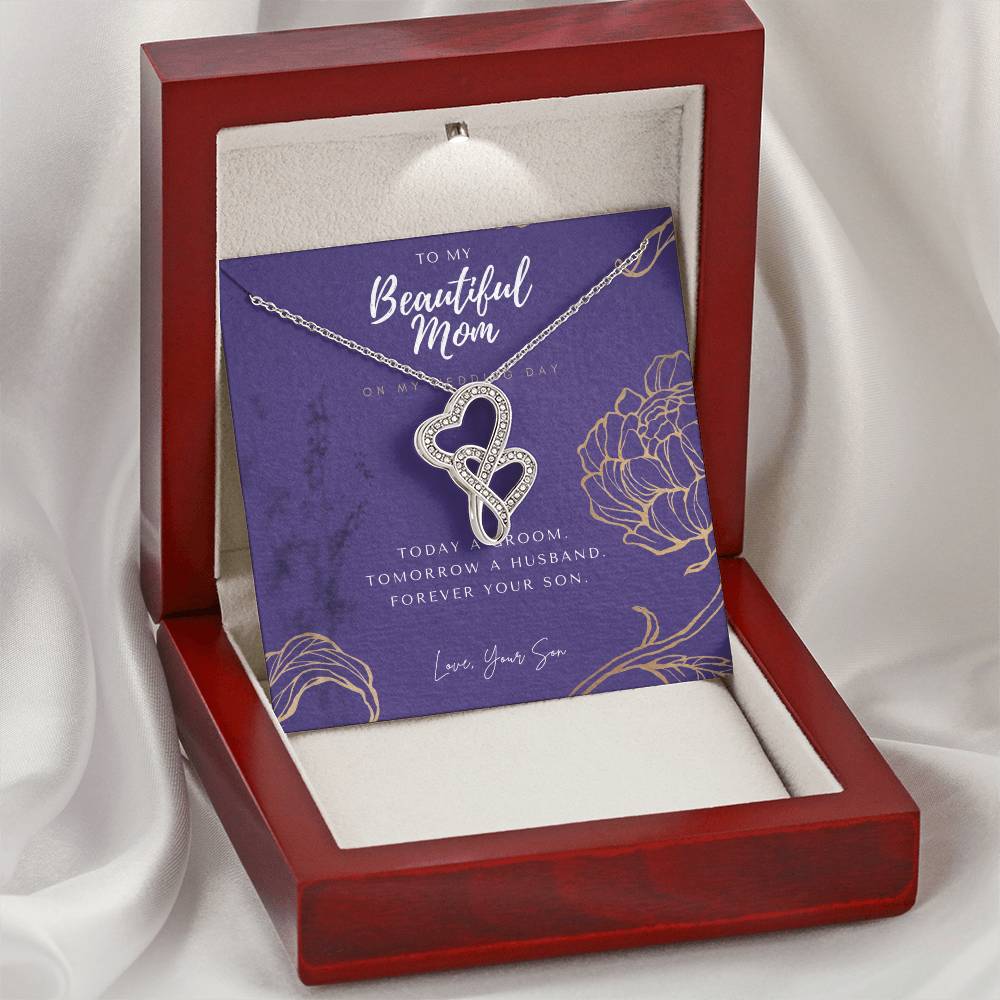 Mother Of The Groom Gift From Son  Mom Wedding Gift From Son  Wedding Gift From Groom To Mom Necklace Gift For Mom  We 2 Double Hearts Necklace