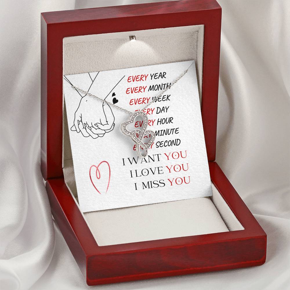 Every Year...Every Second - Spark Romance With This Necklace Double Hearts Necklace