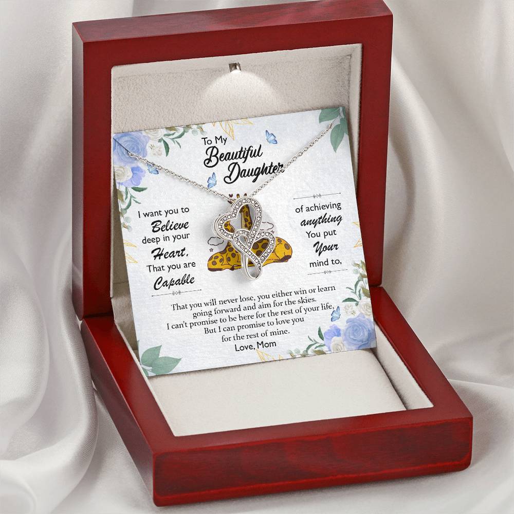 Gift For Daughter From Mom - Daughter Mother Necklace - Giraffe Necklace - Mother And Daughter - Mom Gifts From Daught Double Hearts Necklace