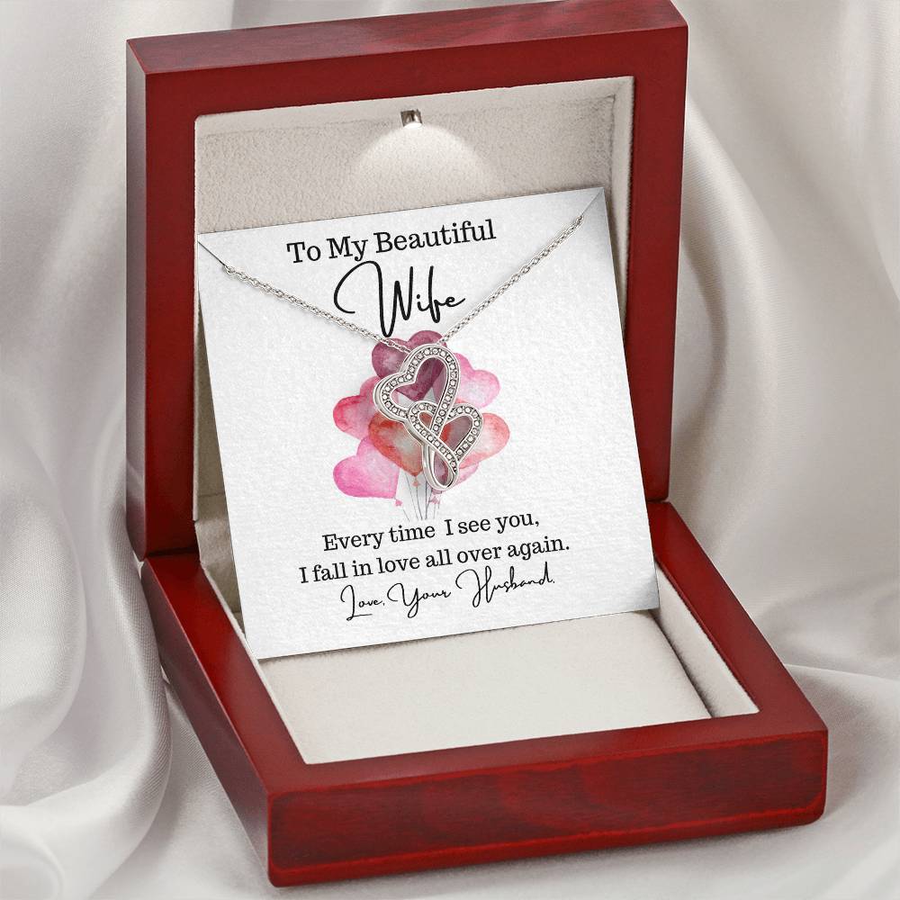 Husband To Wife -Necklace For Gift Double Hearts Necklace