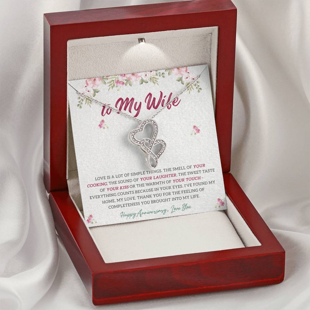Love Is A Lot Of Simple Things - Wedding Anniversary Necklace Double Hearts Necklace