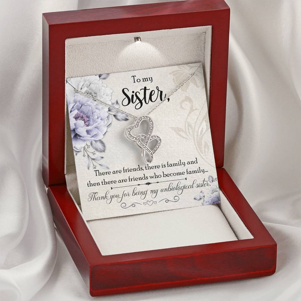 To My Sister  Double Hearts Necklace