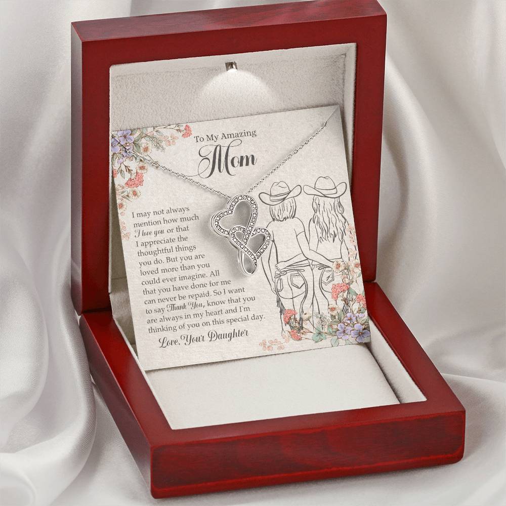 To My Amazing Mom Necklace Double Hearts Necklace