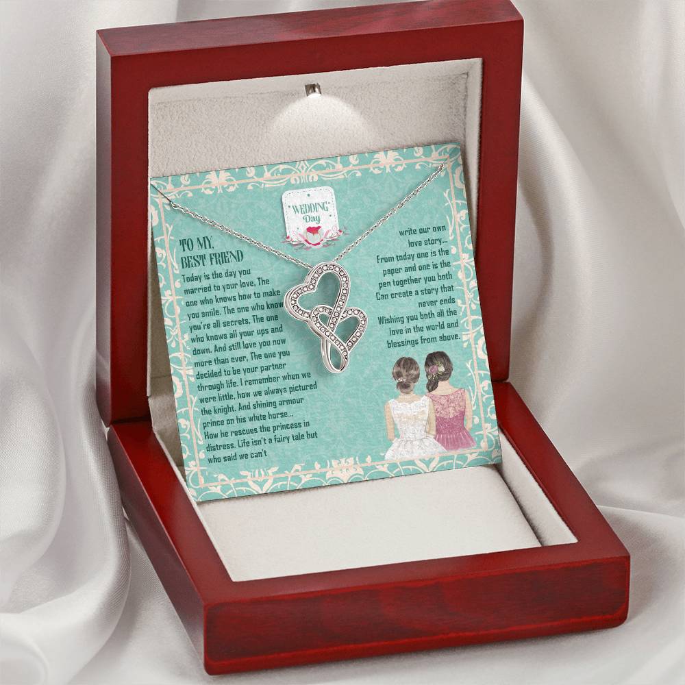 For Your Best Friend On Special Wedding Day Double Hearts Necklace