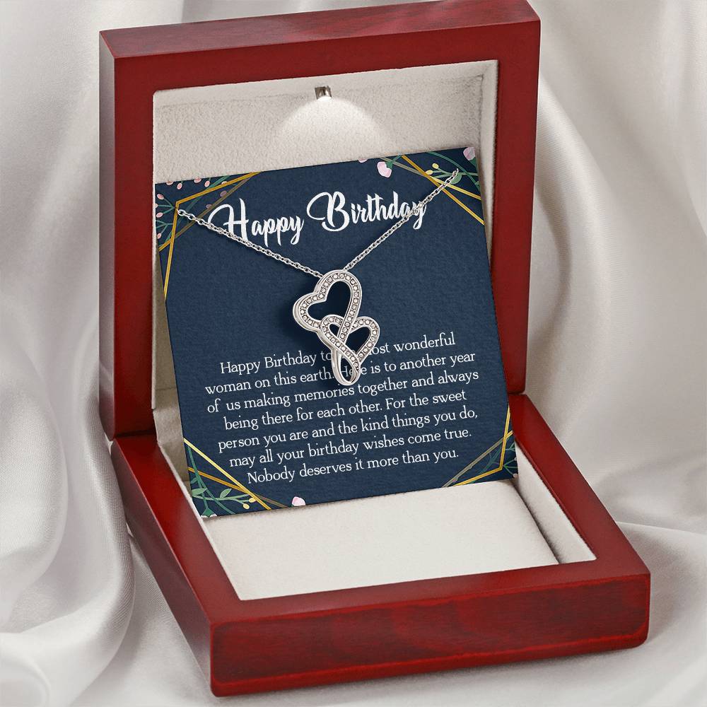 Happy Birthday To The Most Wonderful Woman In The World  Double Hearts Necklace