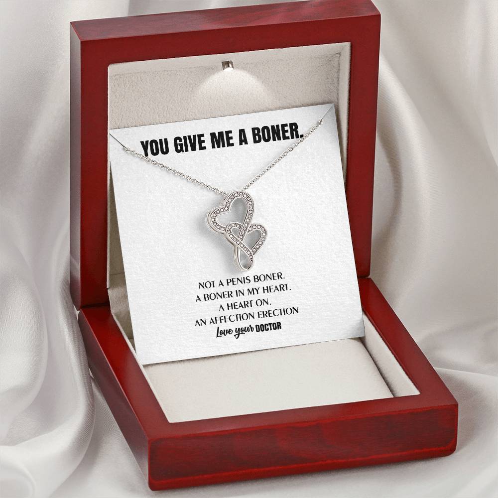 You Give Me A Heart Boner An Affection Erection  Funny & Sarcastic Love For Her Mature Best Fu 10 Double Hearts Necklace