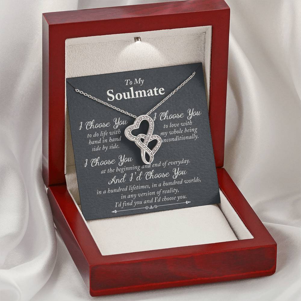 To My Soulmate Necklace Gift For Her Girlfriend Wife Gift Heart Necklace Soulmate Gift Anniversary Valentines Day Birt 1 Double Hearts Necklace