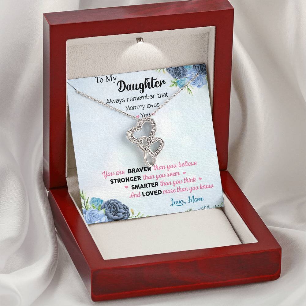 To My Daughter -  3 Double Hearts Necklace