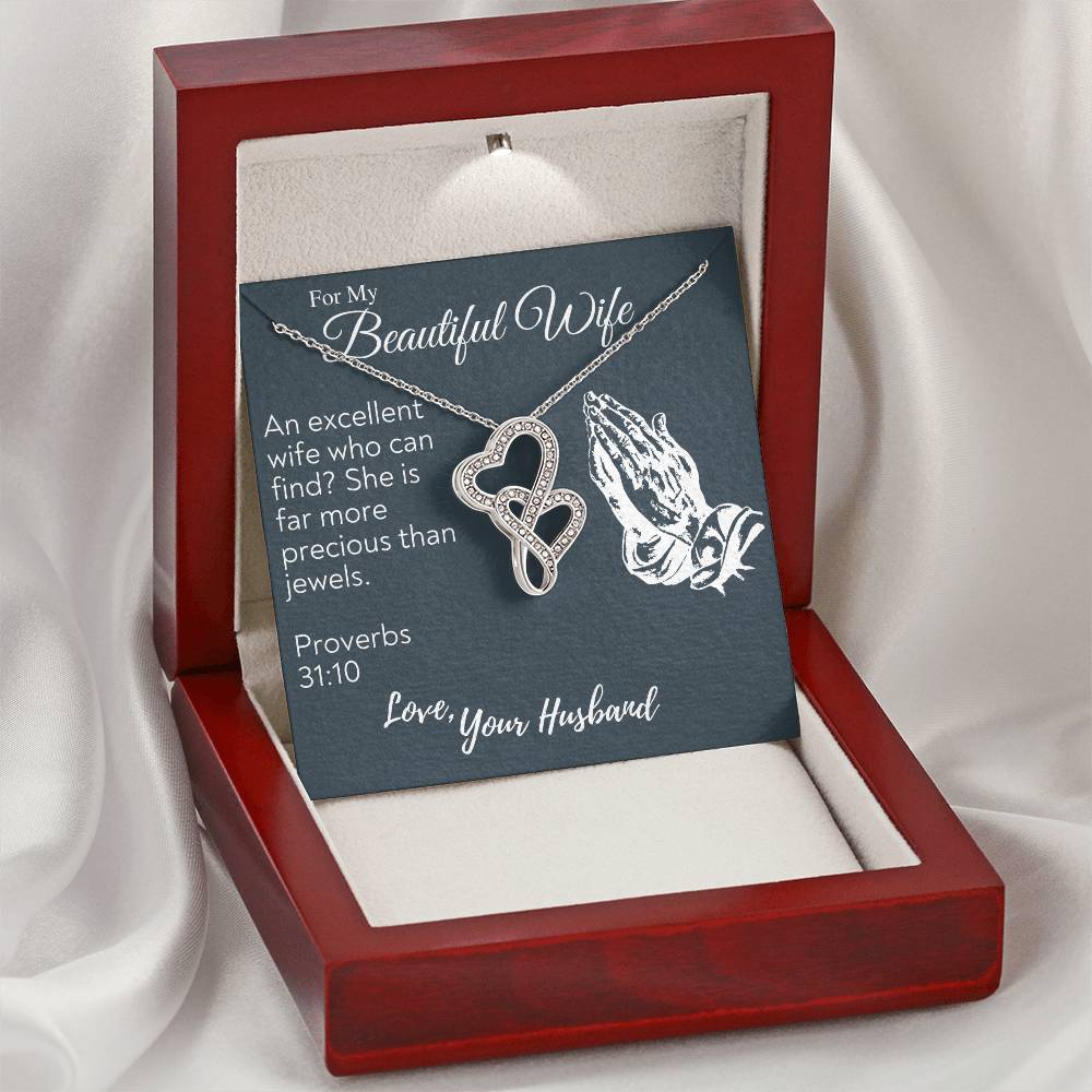To My Beautiful Wife Necklace  Anniversary Gift For Wife Birthday Gift For Wife Gift For Wife Necklace For Wife Gift F Double Hearts Necklace