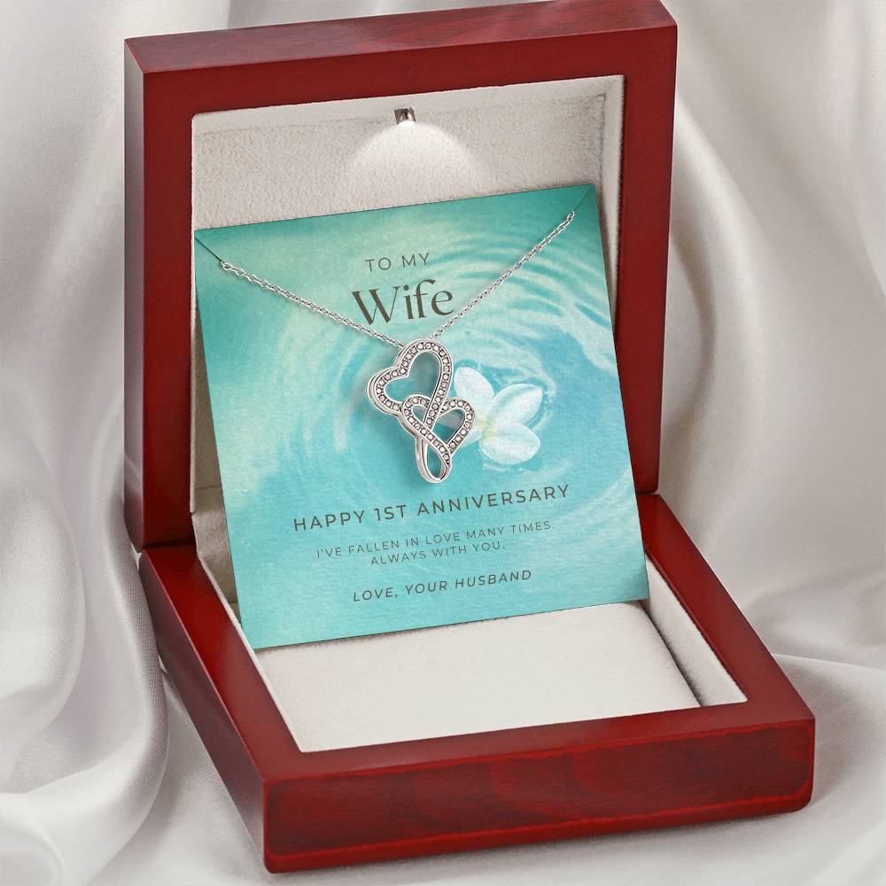 1 Year Anniversary Gift For Wife 1 Year Anniversary Gifts 1 Year Wedding Anniversary Gift Ideas 1St Wedding Anniversar Double Hearts Necklace