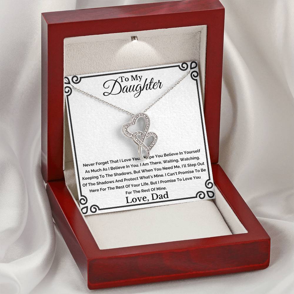 To My Daughter Necklace From Dad Double Hearts Necklace