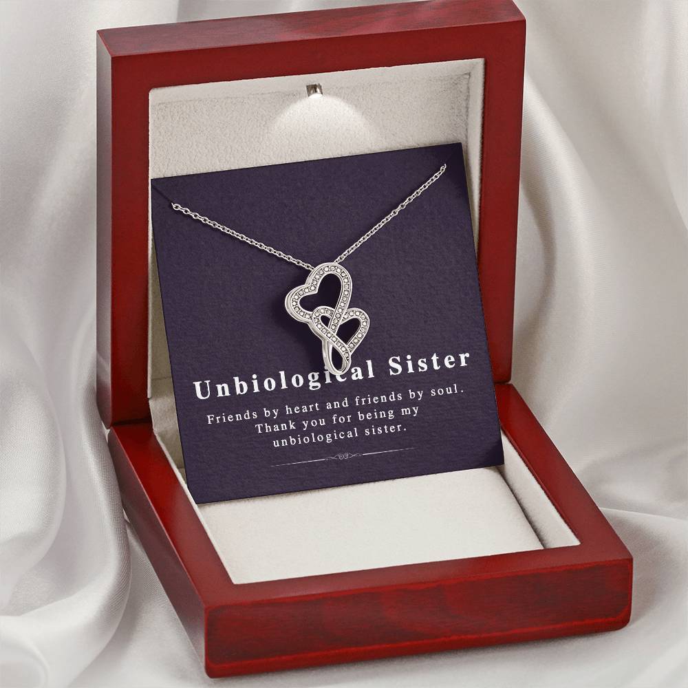 Unbiological Sister Sisters Necklace Not Sisters By Blood By Sisters By Heart Gift For Bff Friends Gift Gift For Frien Double Hearts Necklace