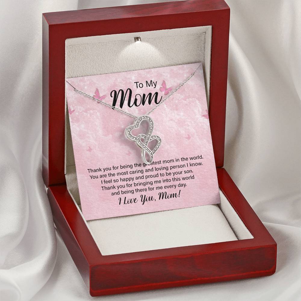 To My Mom 8 Double Hearts Necklace