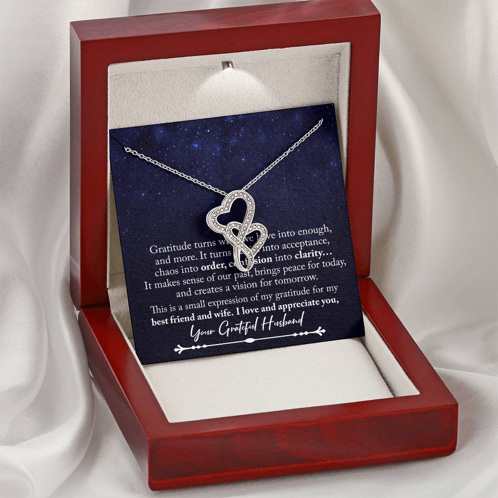 To My Wife Necklace To My Wife Jewelry Meaningful Jewellery Valentines Necklace For Wife Wishbone Necklace Double Hearts Necklace