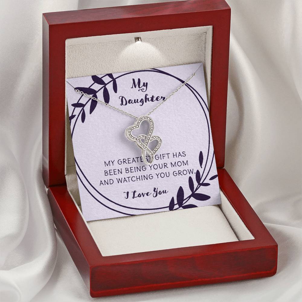 My Daughter My Greatest Gift Double Hearts Necklace