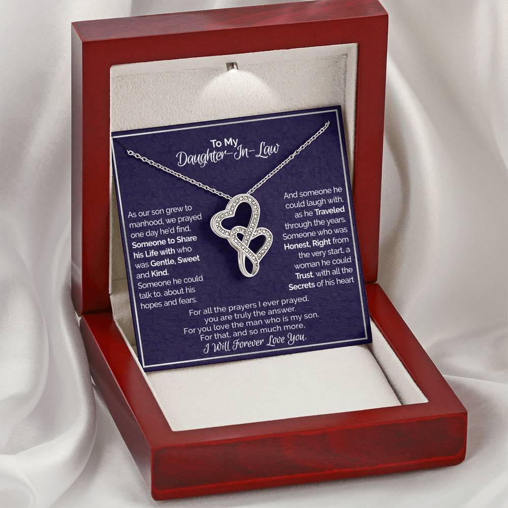 A Gift For Daughter In Law  - You Are The Only Answer Double Hearts Necklace