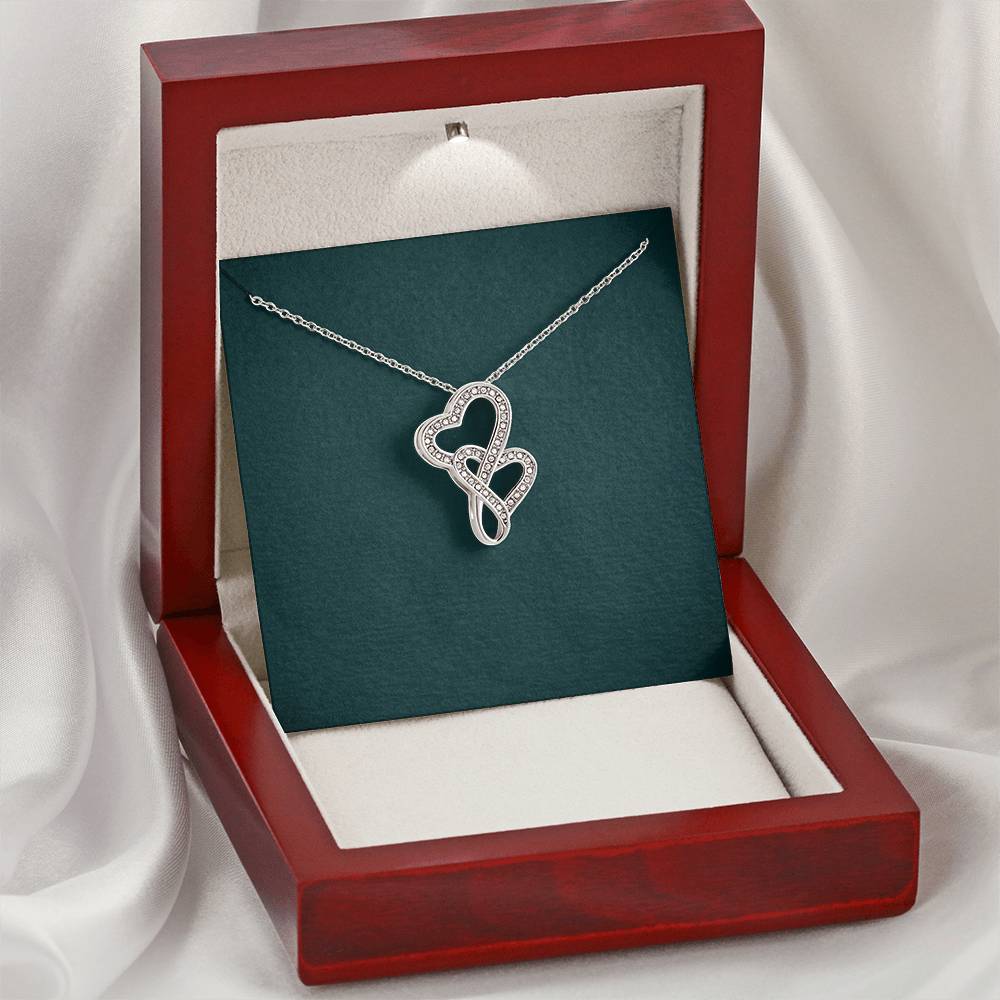 Mock Mahogany  Double Hearts Necklace