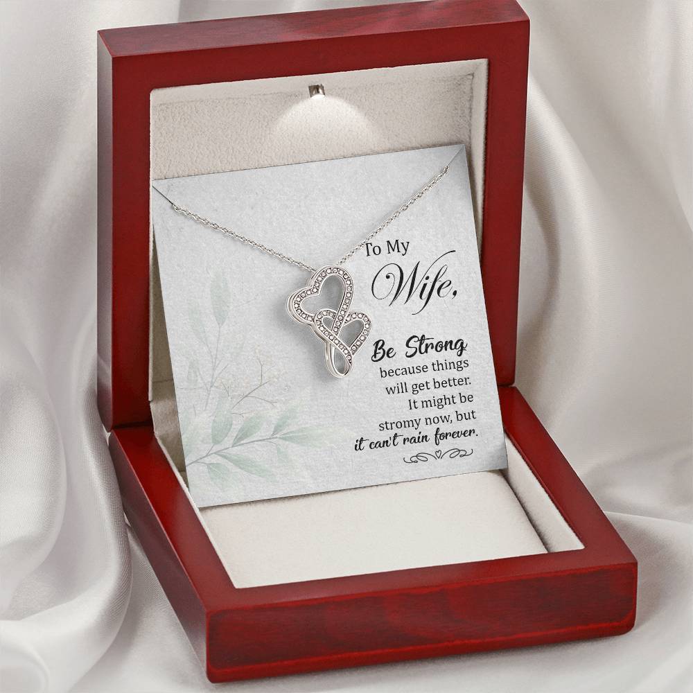 To My Wife Necklace - Anniversary Gift For Wife Birthday Gift For Wife Gift For Wife Necklace For Wife Gift For Wife B Double Hearts Necklace