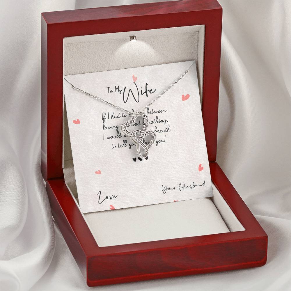 To My Wife Necklace From Husband Double Hearts Necklace