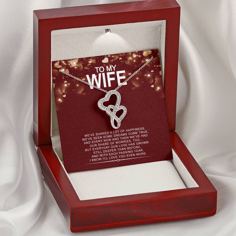To My Wife - I Love You Message - Tmw03 Double Hearts Necklace