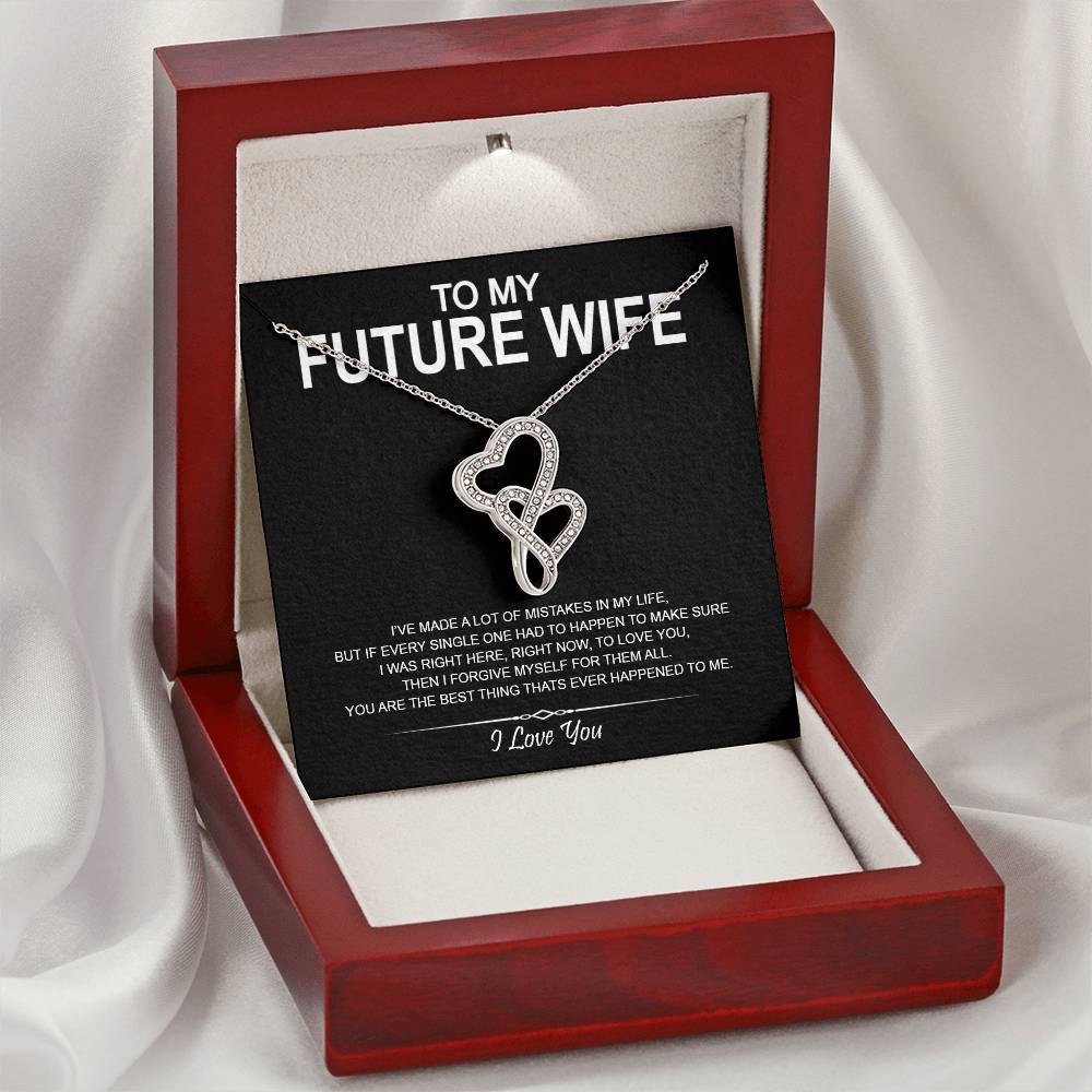 To My Future Wife - I Love You Message - Tmfw16 Double Hearts Necklace