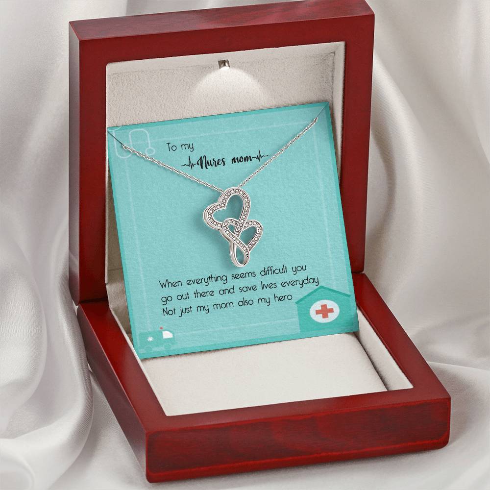 Nures Mom Gift  Nures Necklace Double Hearts Necklace
