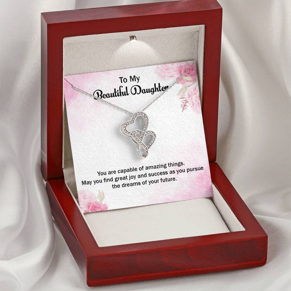 To My Beautiful Daughter Necklace Double Hearts Necklace