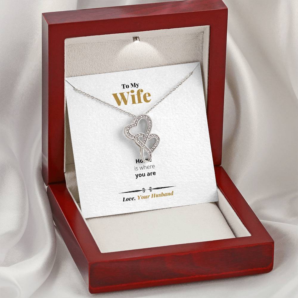Home Is Where You Are -  Double Hearts Necklace