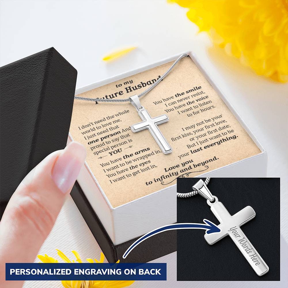 For Future Husband - Special Person - Cross Customize Engraved Cross Necklace
