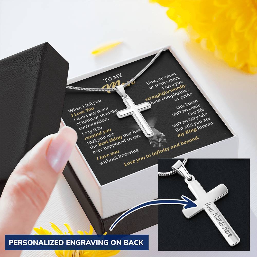 For Your Man - Fairy Tale - Cross Customize Engraved Cross Necklace