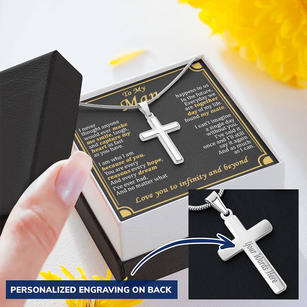 For Your Man - The Future - Cross Customize Engraved Cross Necklace