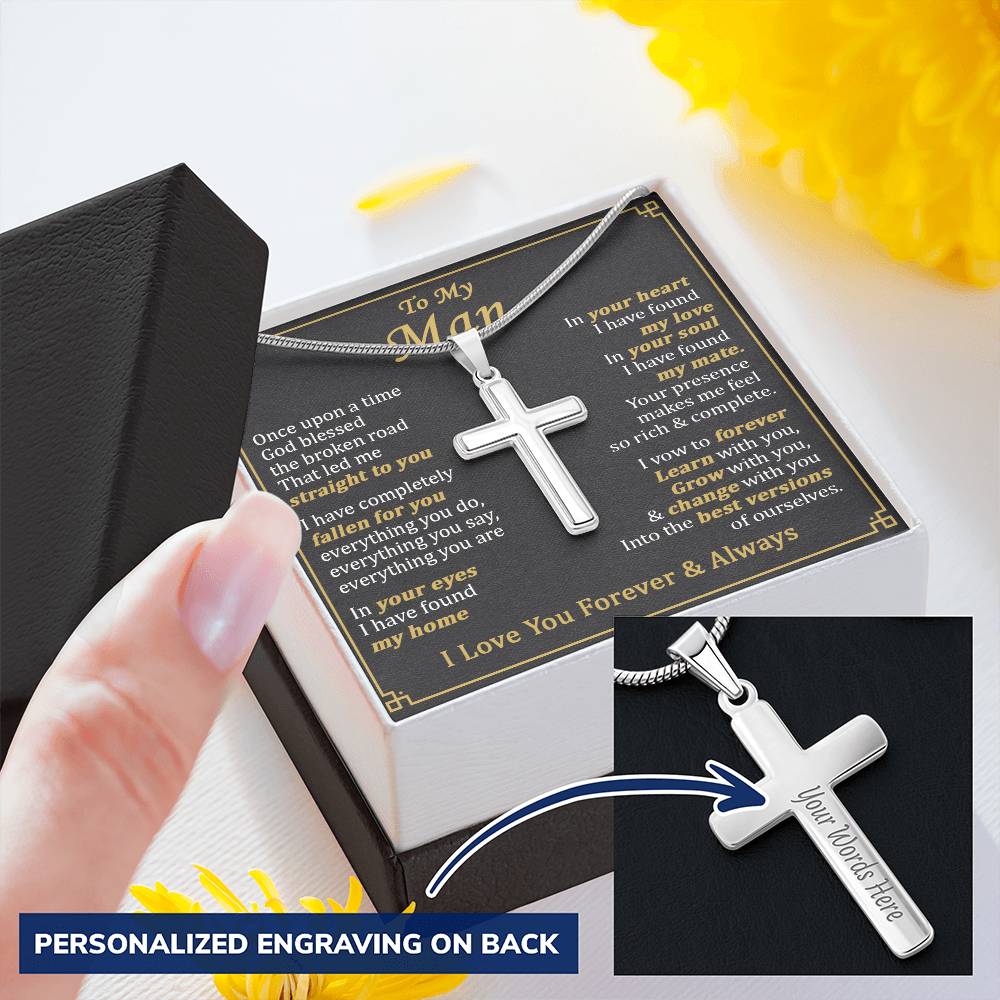 For Your Man - Best Versions - Cross Customize Engraved Cross Necklace