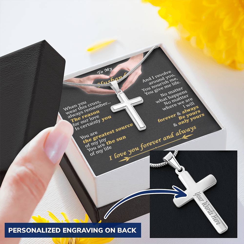 For Husband - The Reason - Cross Customize Engraved Cross Necklace