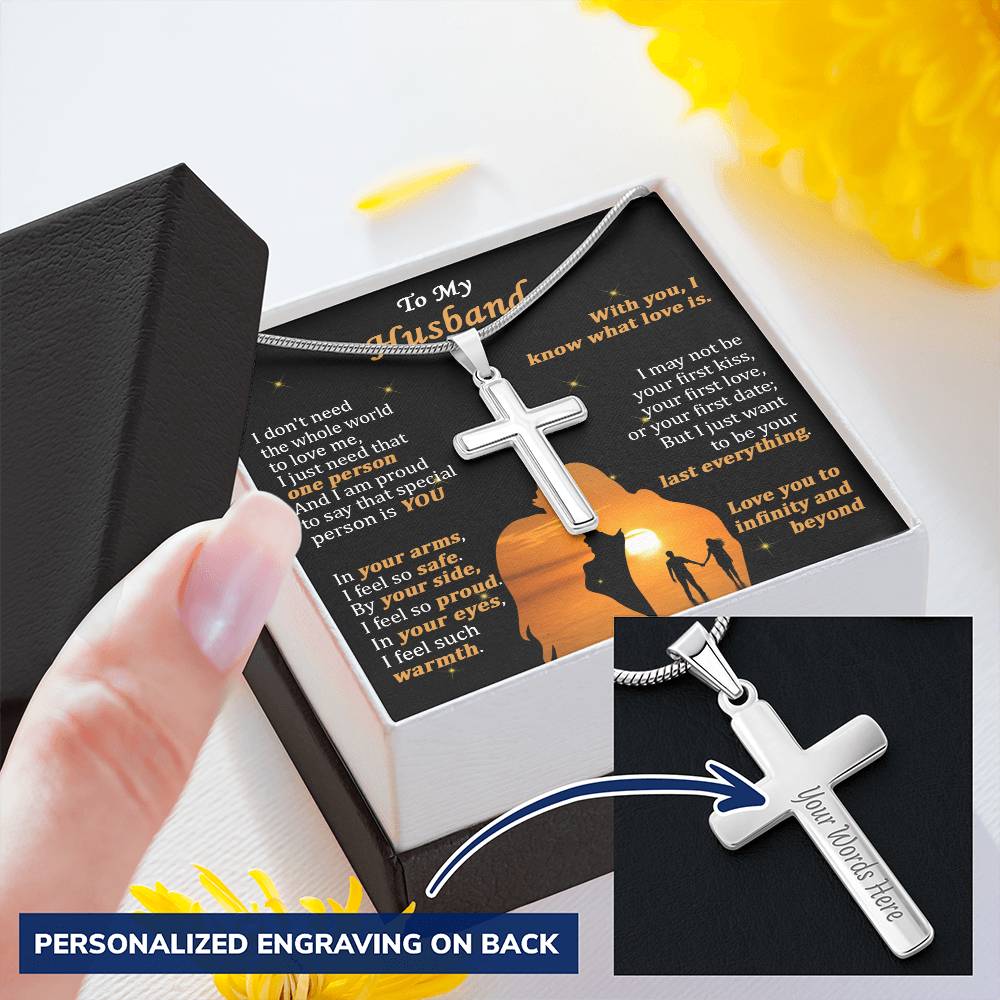For Husband - What Love Is - Cross Customize Engraved Cross Necklace