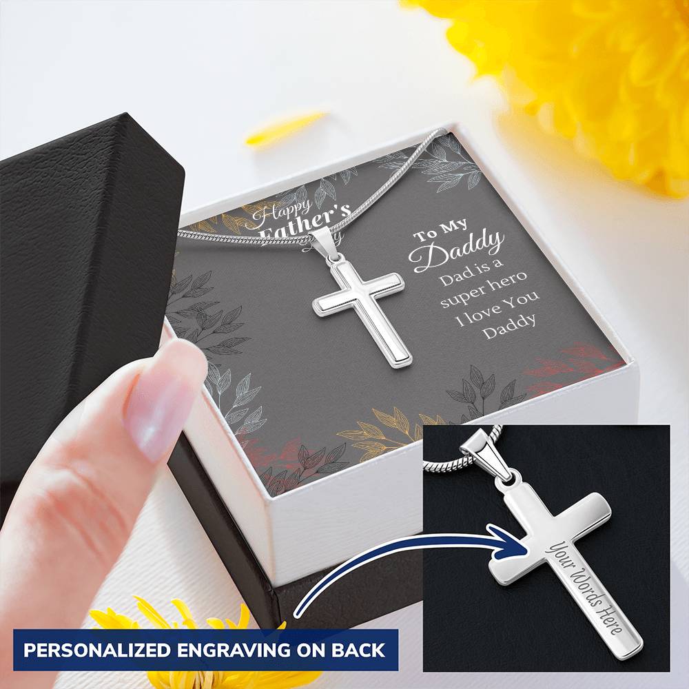 Cross Necklace For Father Cross Necklace For Dad Dad Gift From Daughter Gift For Dad  Father Gift From Daughter Customize Engraved Cross Necklace