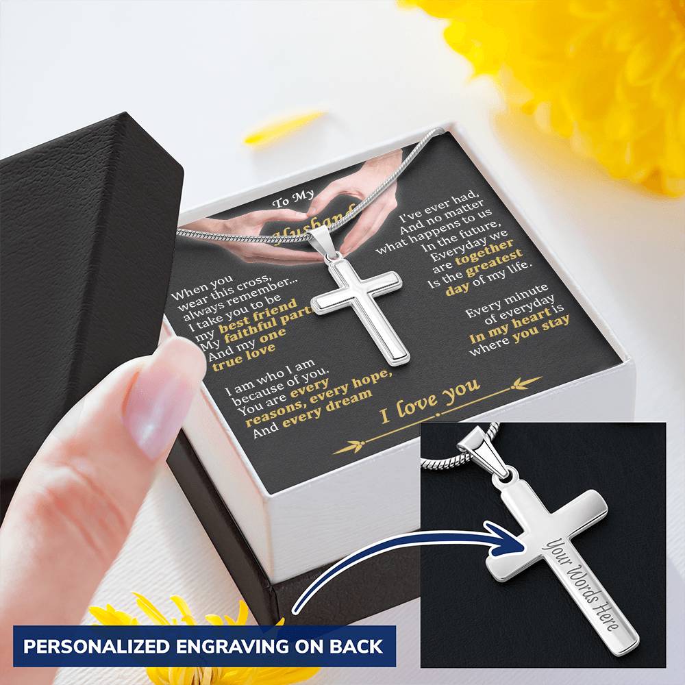 For Husband - Every Hope - Cross Customize Engraved Cross Necklace