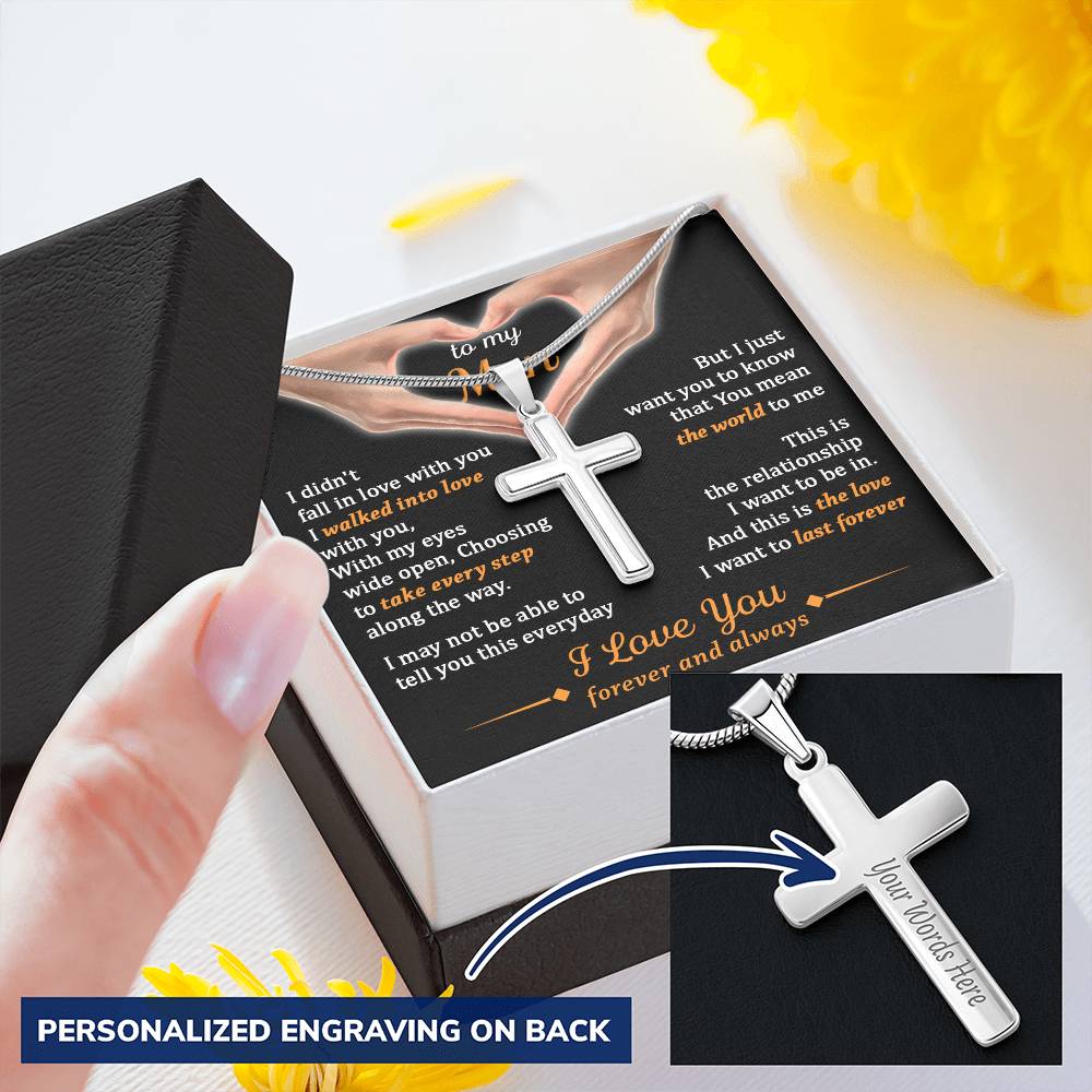 For Your Man - Tell You Everyday - Cross Customize Engraved Cross Necklace
