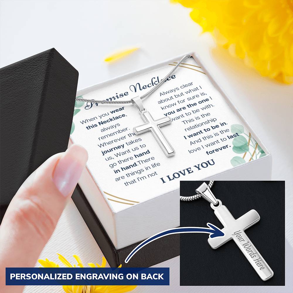 To My Soulmate - Promise Necklace Customize Engraved Cross Necklace