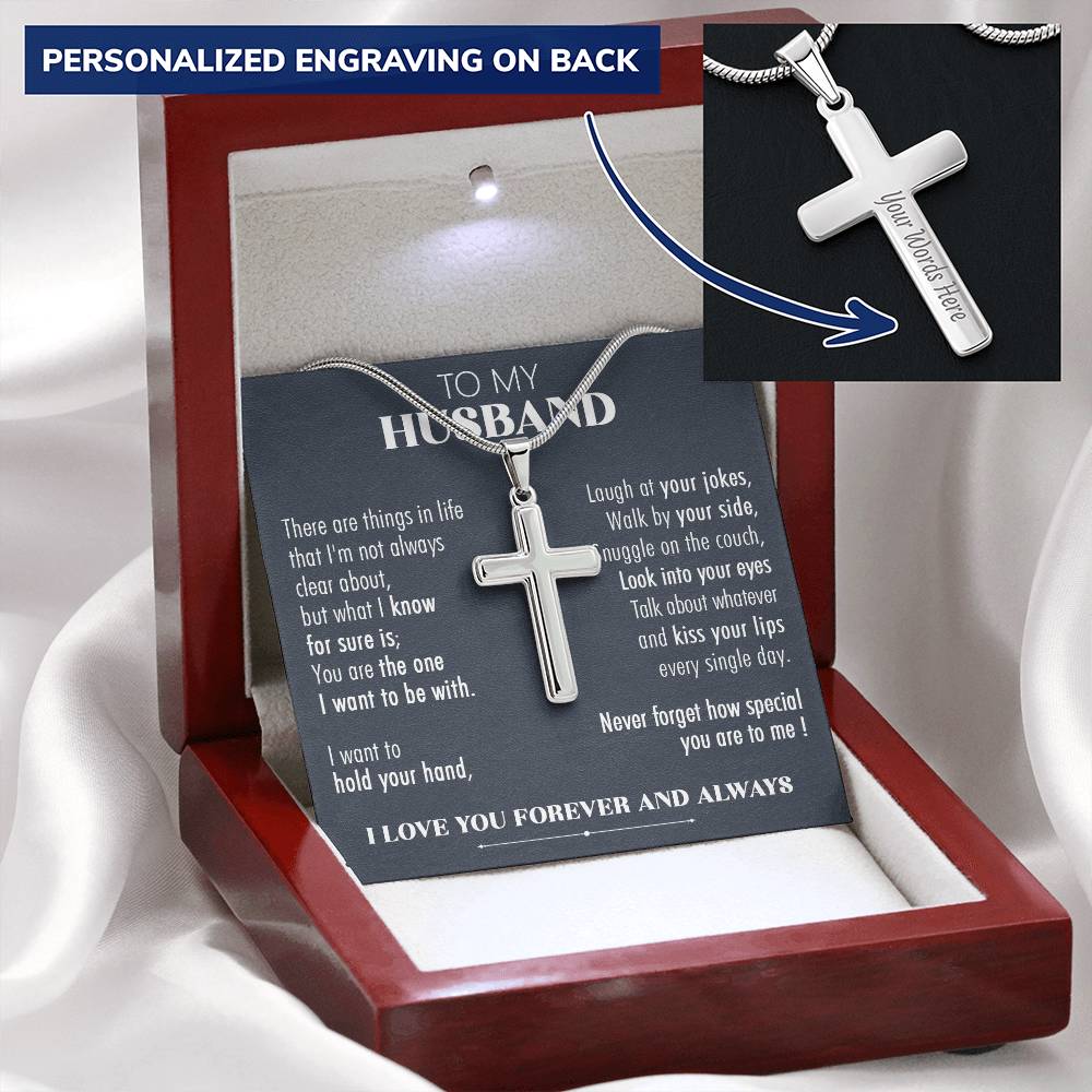 For Husband - Your Jokes 1 - Cross Customize Engraved Cross Necklace